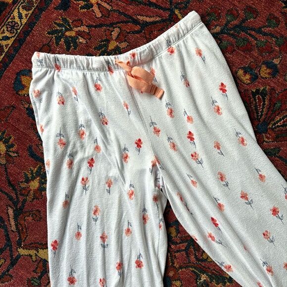 Ultra Soft Floral Drawstring Cropped Flare Lounge Pants Sleep Pajamas Medium - Picture 2 of 5